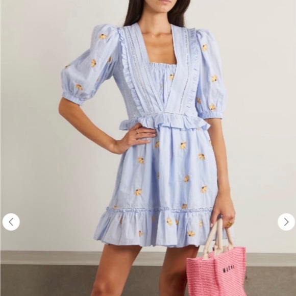 Light Blue Floral Embroidered Dress - Picture 1 of 16